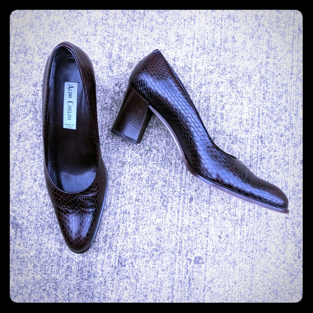 Aldo Chelini snake embossed leather pumps 8